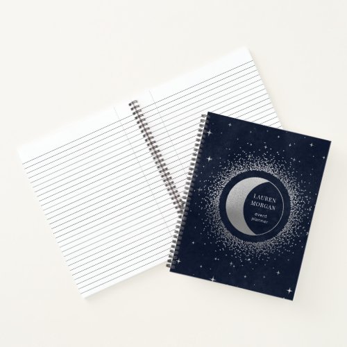 Crescent Silver Moon Monogram Notebook