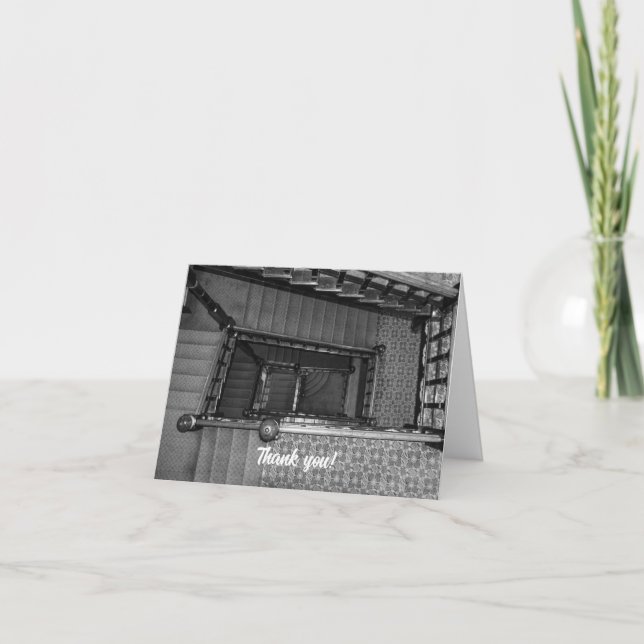 Crescent Stairwell Grayscale Thank You Card (Front)