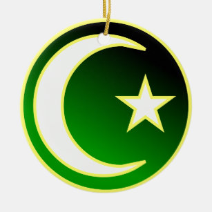Crescent  & Star of Islam Ceramic Ornament
