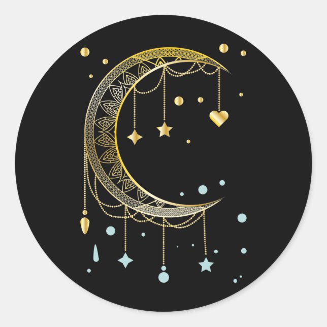 Crescent Sun Spirituality Moon Kawaii Classic Round Sticker (Front)