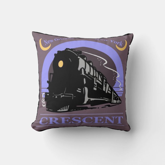 Crescent Train Ride Throw Pillow (Front)