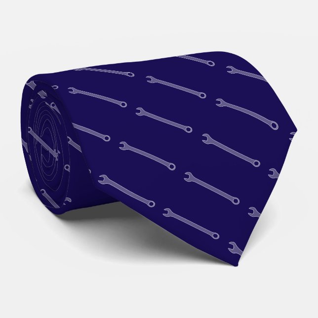 Crescent wrench blue neck tie (Rolled)