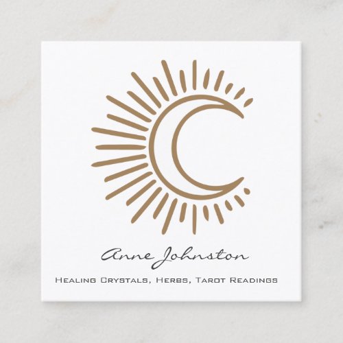 Cresent Moon Boho Square Business Card