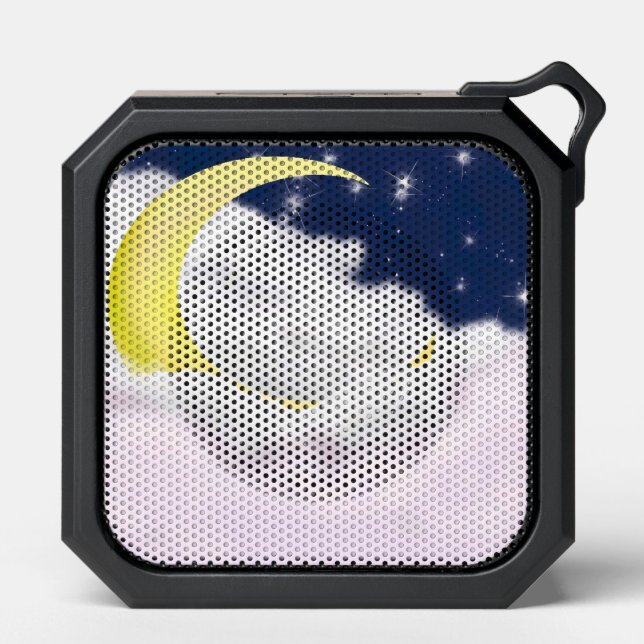 Cresent Moon in Soft Clouds Bluetooth Speaker (Front)