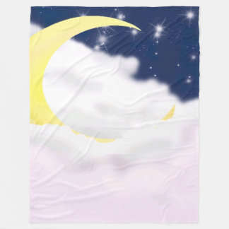 Cresent Moon in Soft Clouds Fleece Blanket