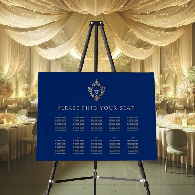 Crest 10 Tables Royal Blue Faux Gold Seating Chart Foam Board (Creator Uploaded)