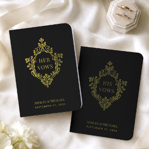 Crest Black Elegant Vintage Ornate Antique Wedding Foil Vow Books