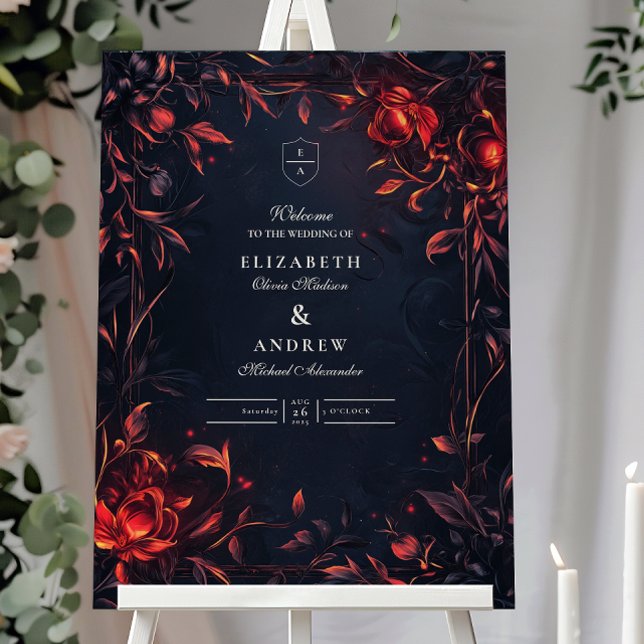 Crest Monogram Art Nouveau Floral Wedding  Foam Board (Creator Uploaded)