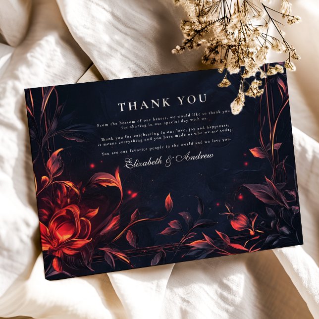 Crest Monogram Art Nouveau Floral Wedding  Thank You Card (Creator Uploaded)