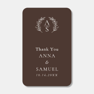 Crest Monogram Chocolate Brown and White Wedding Matchboxes