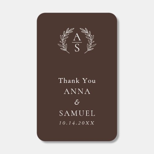Crest Monogram Chocolate Brown and White Wedding Matchboxes