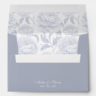 Crest Monogram Dusty Blue Script Envelope