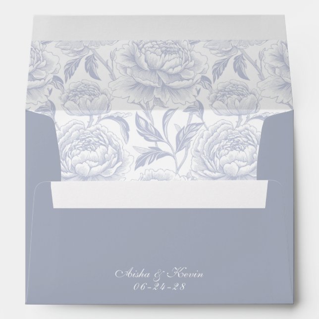 Crest Monogram Dusty Blue Script Envelope (Back (Bottom))