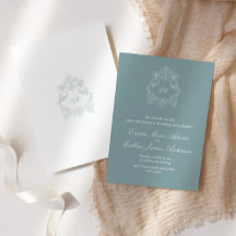 Crest Monogram Dusty Blue Sophisticated Wedding