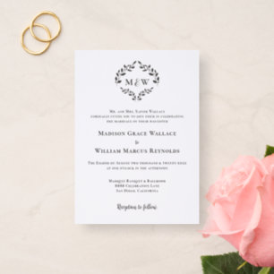 Crest Monogram Elegant Wedding Letterpress Photo Cards