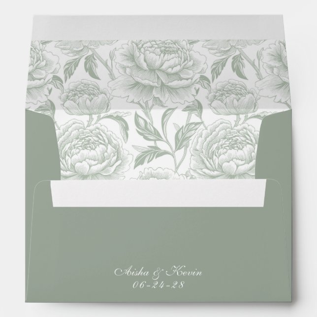 Crest Monogram Sage Green Script Envelope (Back (Bottom))