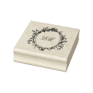 Crest Monogram Victorian Botanical Wedding Logo Rubber Stamp