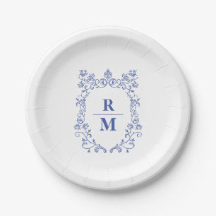 Crest personalized wedding Monogram Paper Plates