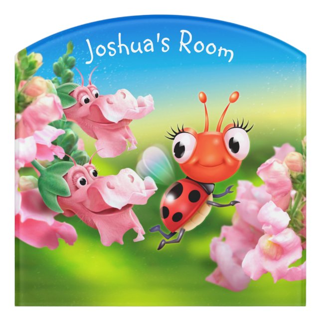Crest shape bedroom sign Lil Ladybird picture. (Contour Front)