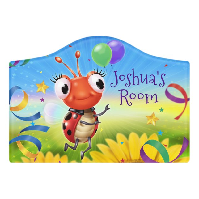 Crest shape bedroom sign Lil Ladybird picture. (Small Crest Front)