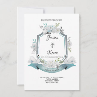 Crest Swan Wedding Invitation