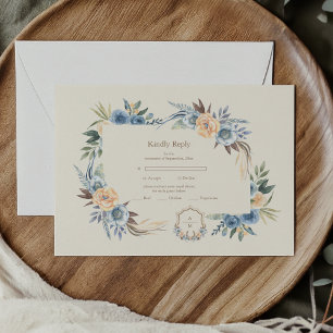 Crest Western Country Bohemian Floral Wedding RSVP Card