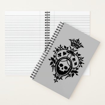 Crest With Skull And Cardsuits Notebook by opheliasart at Zazzle