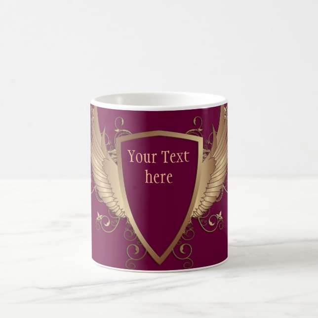 CREST with WINGS + Your Text Coffee Mug (Center)