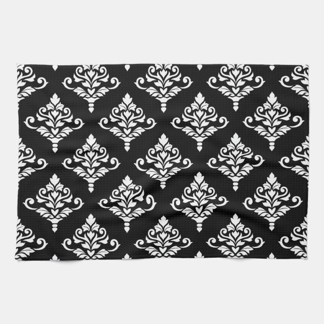 Cresta Damask Pattern (B) White Towel (Horizontal)