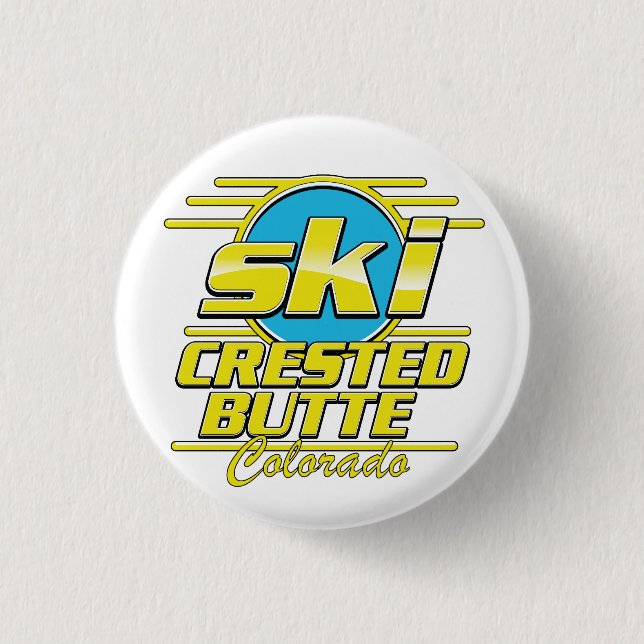 Crested Butte Colorado 80s ski logo Button (Front)