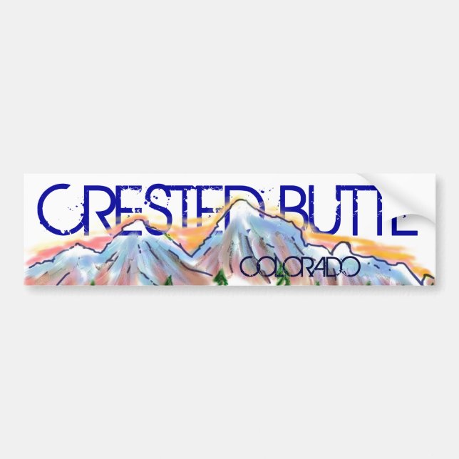 Crested Butte Colorado artistic mountain sticker (Front)