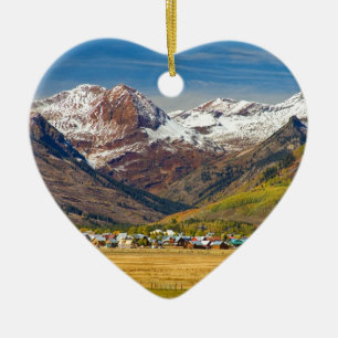 Crested Butte Colorado Autumn View Ceramic Ornament
