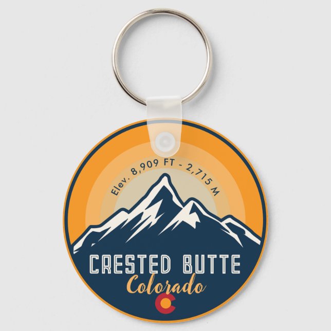 Crested Butte Colorado Mountains Hiking Sunset Keychain (Front)