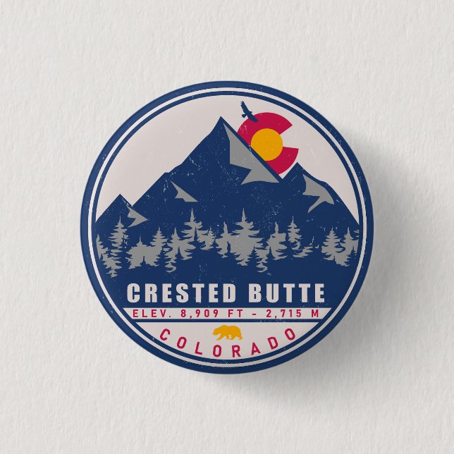 Crested Butte Colorado Retro Sunset Souvenirs Button (Front)