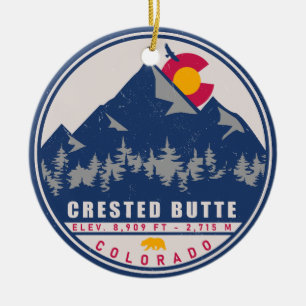 Crested Butte Colorado Retro Sunset Souvenirs Ceramic Ornament