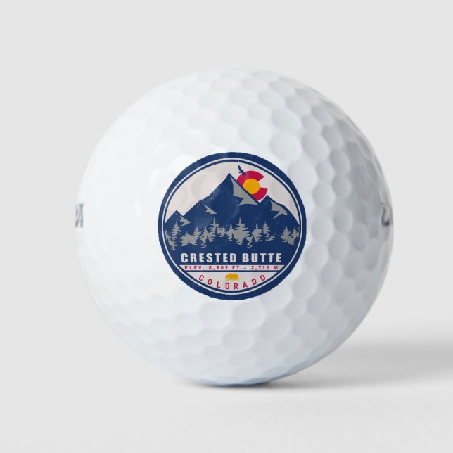 Crested Butte Colorado Retro Sunset Souvenirs Golf Balls (Front)