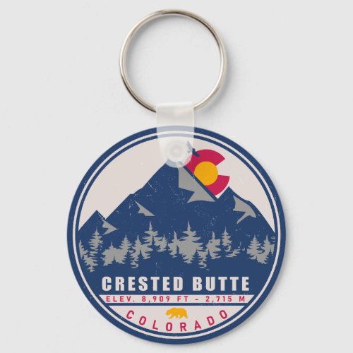Crested Butte Colorado Retro Sunset Souvenirs Keychain