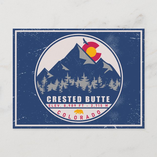 Crested Butte Colorado Retro Sunset Souvenirs Postcard (Front)