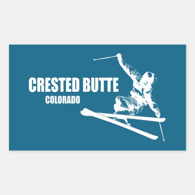 Crested Butte Colorado Skier Rectangular Sticker (Front)