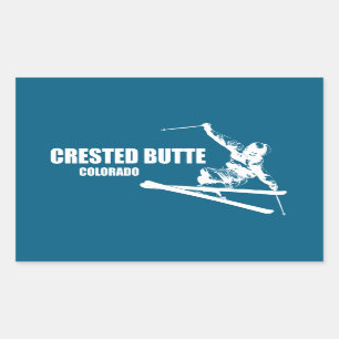 Crested Butte Colorado Skier Rectangular Sticker