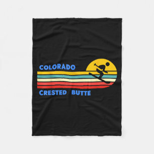 Crested butte colorado skiing skier ski retro sun fleece blanket
