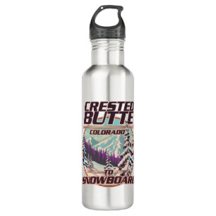 Crested Butte Colorado Snowboarding logo Stainless Steel Water Bottle