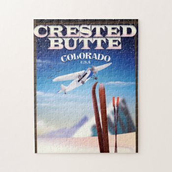Crested Butte Colorado Travel Poster Jigsaw Puzzle by bartonleclaydesign at Zazzle