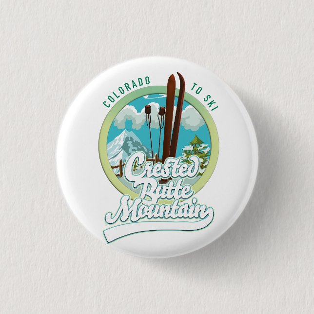Crested Butte Mountain Colorado Ski logo Button (Front)