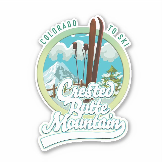 Crested Butte Mountain Colorado Ski logo Sticker (Front)