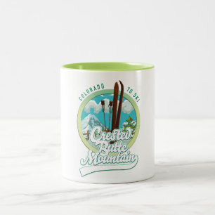 Crested Butte Mountain Colorado Ski logo Two-Tone Coffee Mug