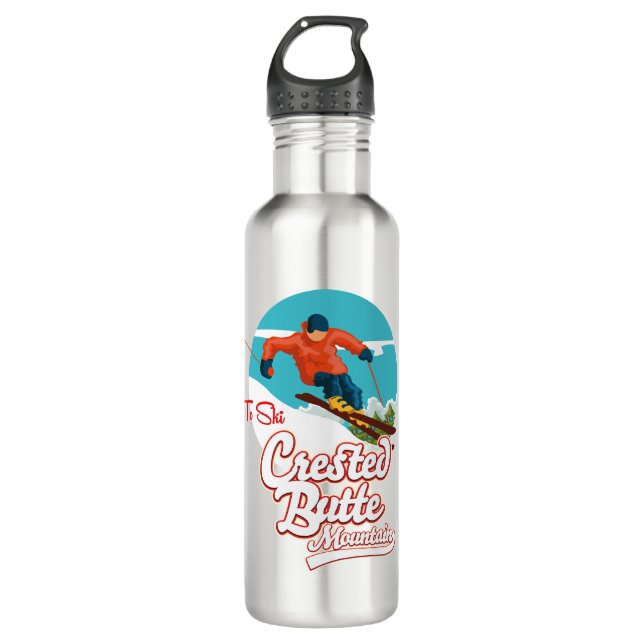 Crested Butte to ski Stainless Steel Water Bottle (Front)