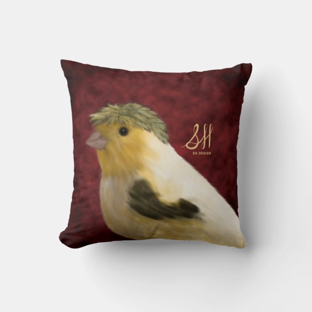 Crested Canary Throw Pillow (Front)