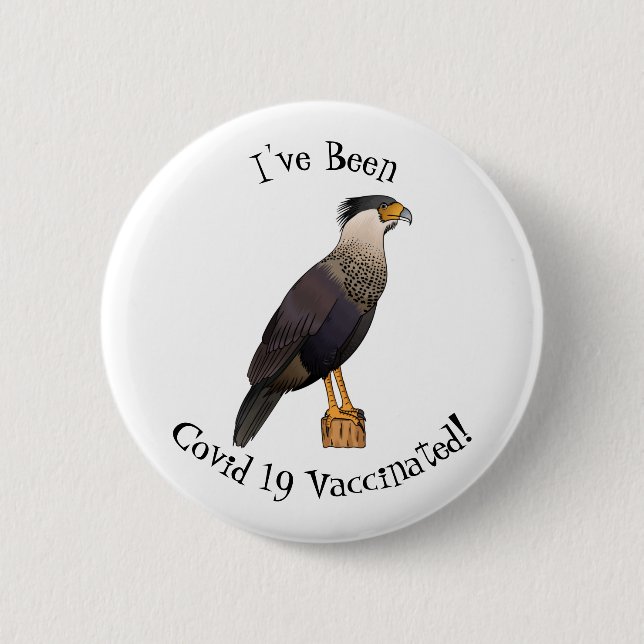 Crested caracara bird cartoon illustration  button (Front)