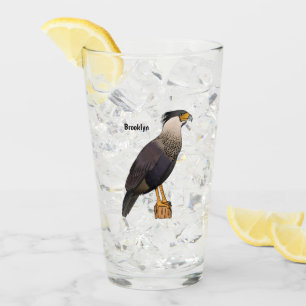 Crested caracara bird cartoon illustration glass